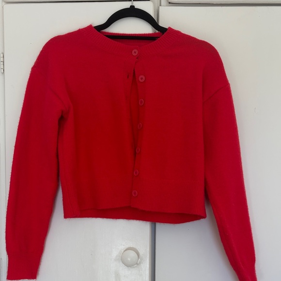 Sweaters - Red Button-Up Women's Sweater